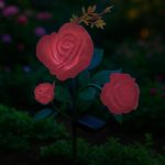 Lampa solara pentru gradina, Gardlov, trandafir cu 3 flori, 3 LED, 5 culori, 80 cm - imagine 10