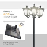 Lampa solara tip felinar pentru gradina, 3 LED, 51.5x47x182.5 cm - imagine 8