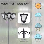 Lampa solara tip felinar pentru gradina, 3 LED, 51.5x47x182.5 cm - imagine 7