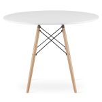 Masa stil scandinav, Artool, rotund, MDF si lemn, alb, 100x72 cm