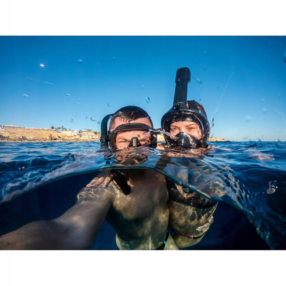 Masca Snorkeling Cu Tub, Trizand, Neagra, Sistem Antiaburire, Suport Camera, Marime S/M