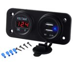 Voltmetru cu 2 x porturi incarcare USB, pentru vehicule offroad, ATV, SSV, quad, moto sau utilaje agricole, alimentare 12V