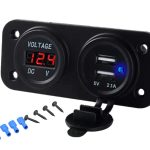 Voltmetru cu 2 x porturi incarcare USB, pentru vehicule offroad, ATV, SSV, quad, moto sau utilaje agricole, alimentare 12V