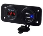 Voltmetru cu 2 x porturi incarcare USB, pentru vehicule offroad, ATV, SSV, quad, moto sau utilaje agricole, alimentare 12V - imagine 2