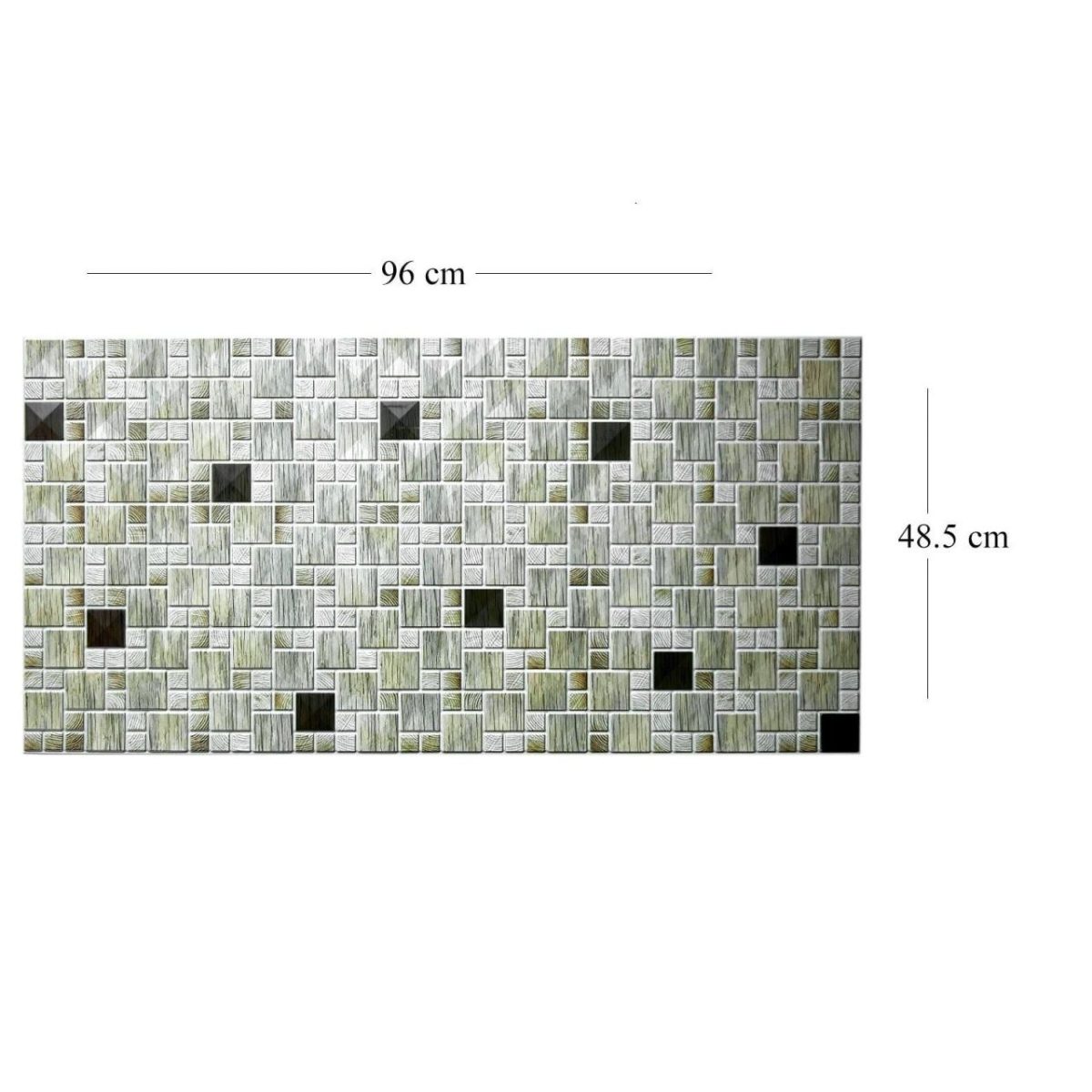 Panou Decorativ, Pvc, Model Mozaic, Striat, Nuante Gri, 96X48.5 Cm