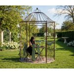 Pavilion/foisor cu arcada pentru gradina, plante cataratoare, metalic, bronz antic, 180x156x275 cm