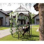 Pavilion/foisor cu arcada pentru gradina, plante cataratoare, metalic, bronz antic, 180x156x275 cm - imagine 4