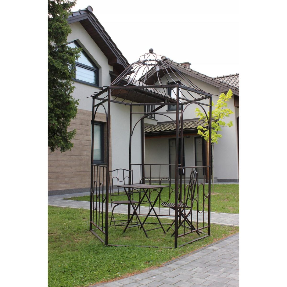Pavilion/Foisor Cu Arcada Pentru Gradina, Plante Cataratoare, Metalic, Bronz Antic, 180X156X275 Cm - Imagine 6