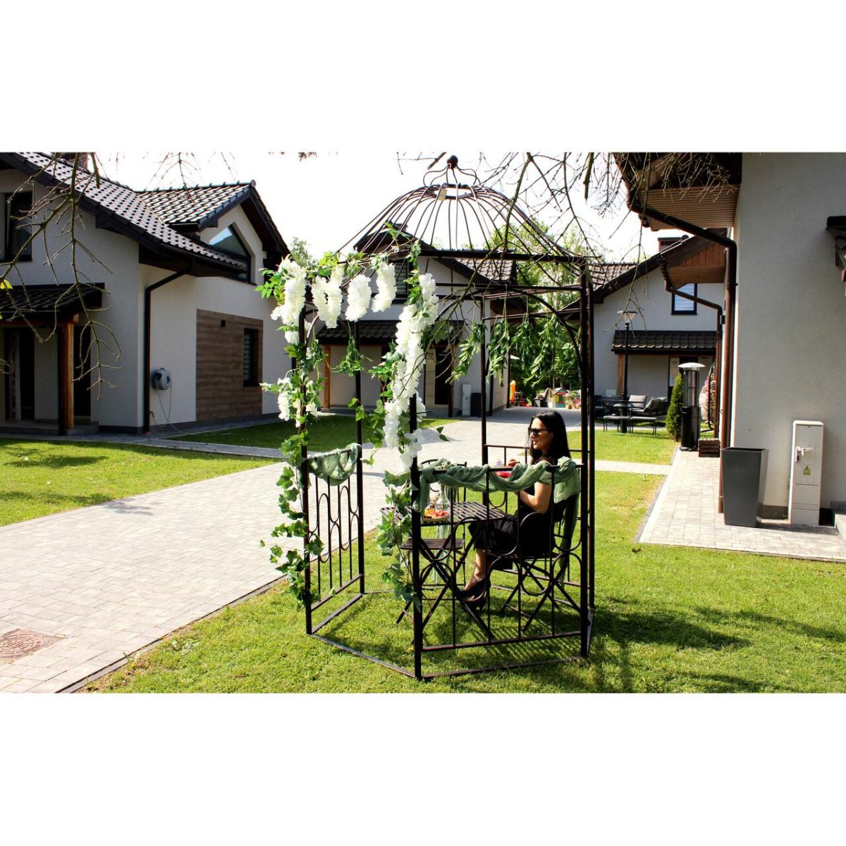 Pavilion/Foisor Cu Arcada Pentru Gradina, Plante Cataratoare, Metalic, Bronz Antic, 180X156X275 Cm - Imagine 7