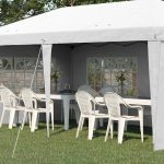 Pavilion pentru gradina/comercial, cadru metalic, material Oxford, 4 pereti, pliabil, alb, 5.85x2.95x2.70 m