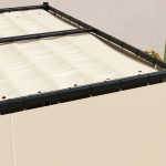 Pergola pentru gradina/terasa, retractabila, cu perdele, cadru metalic, negru si bej, 3x3x2.27 m