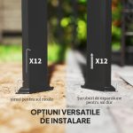 Pergola pentru gradina/terasa, retractabila, cu perete paravan, cadru aluminiu, gri inchis, 3x3x2.27 m - imagine 5