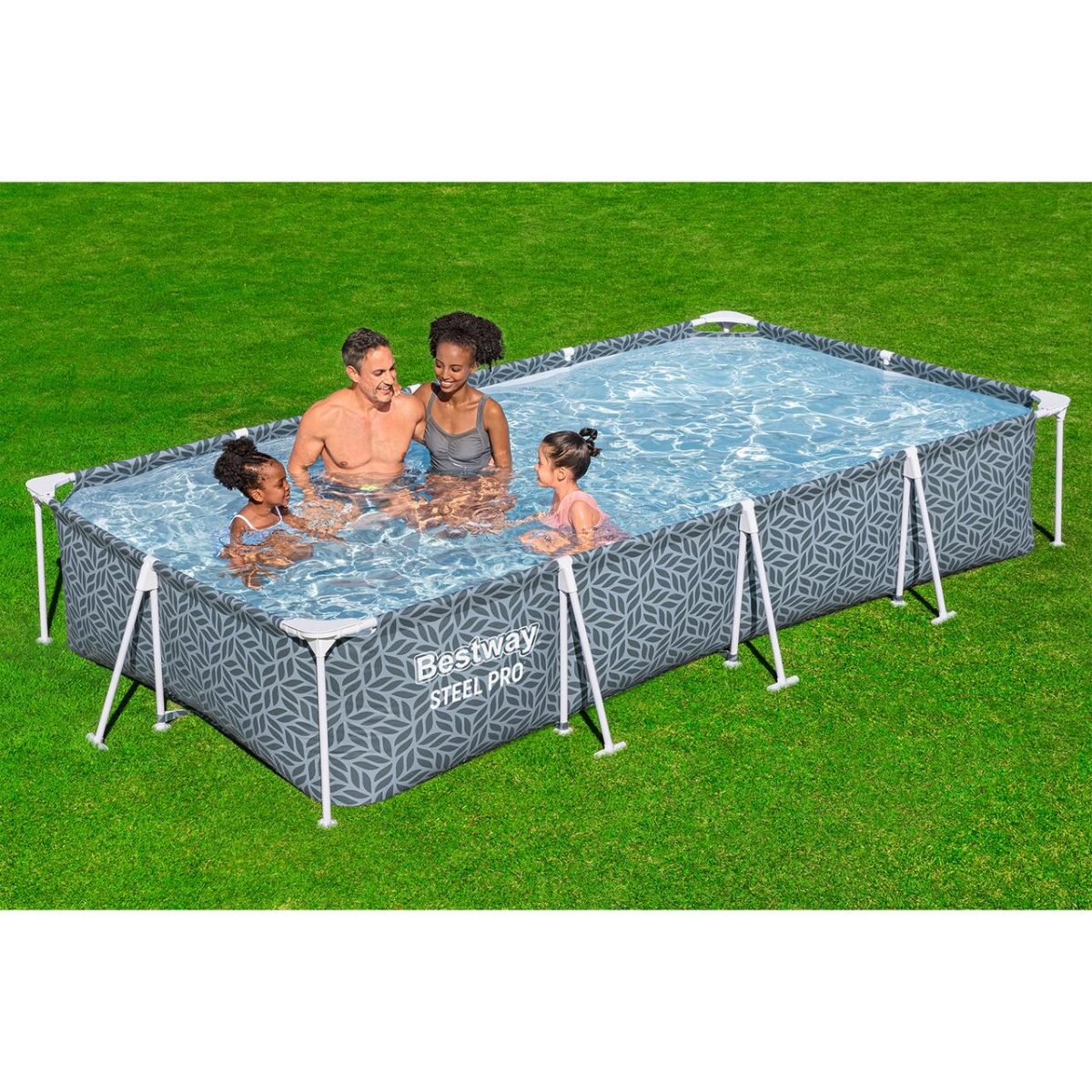 Piscina Structura Metalica, Dreptunghiulara, Cu Filtru Si Pompa, Gri, 366X201X66 Cm, Bestway Power Steel