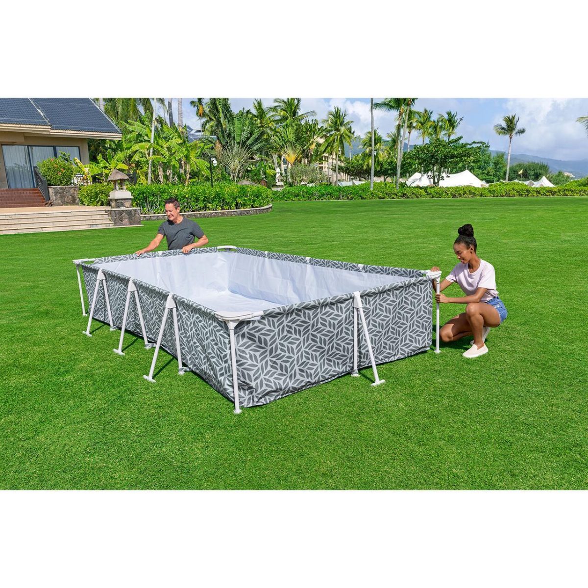 Piscina Structura Metalica, Dreptunghiulara, Gri, 366X201X66 Cm, Bestway Power Steel
