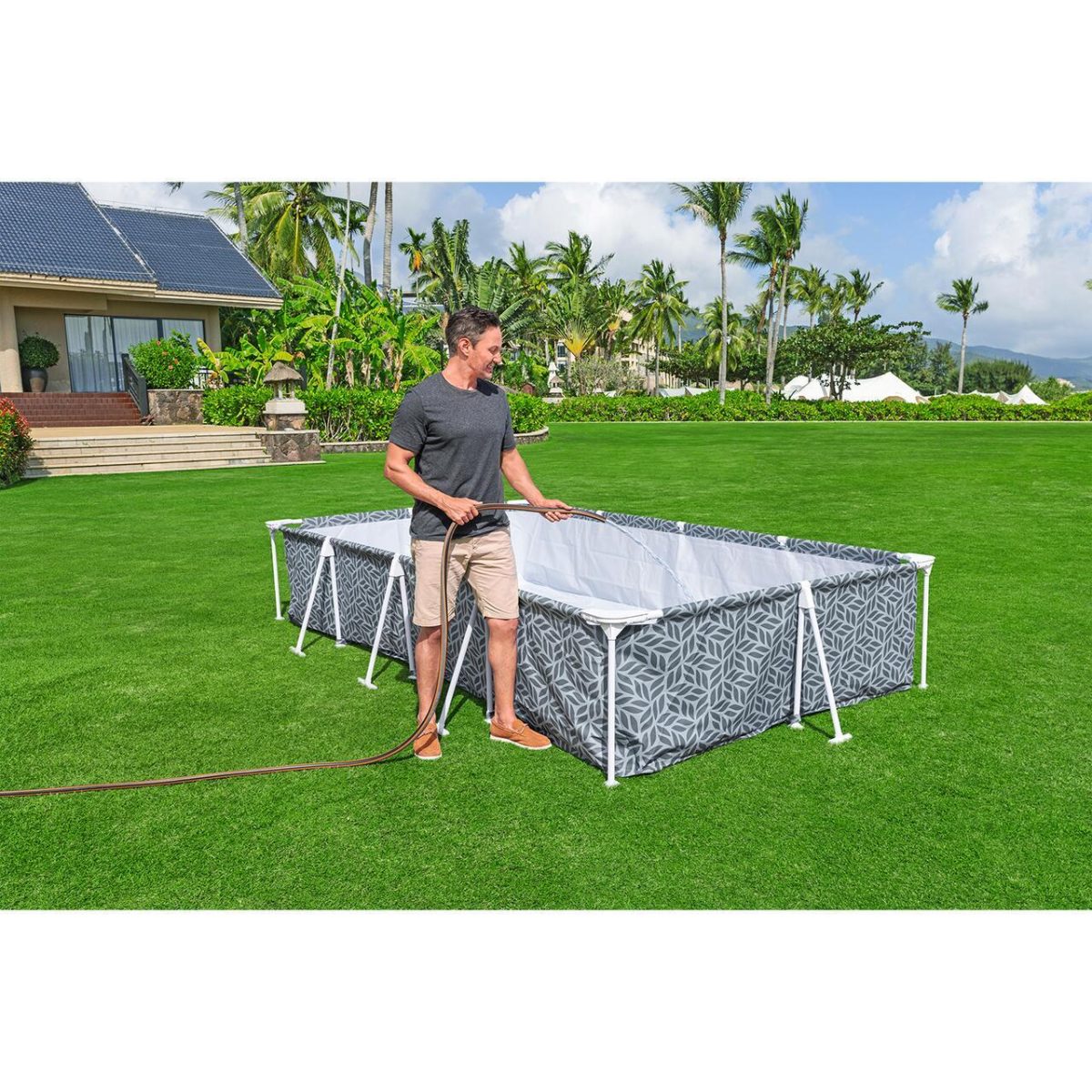 Piscina Structura Metalica, Dreptunghiulara, Gri, 366X201X66 Cm, Bestway Power Steel