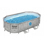 Piscina structura metalica, ovala, cu pompa nisip, scara, dozator, prelata acoperire, gri, 488x305x107 cm, Bestway Power Steel