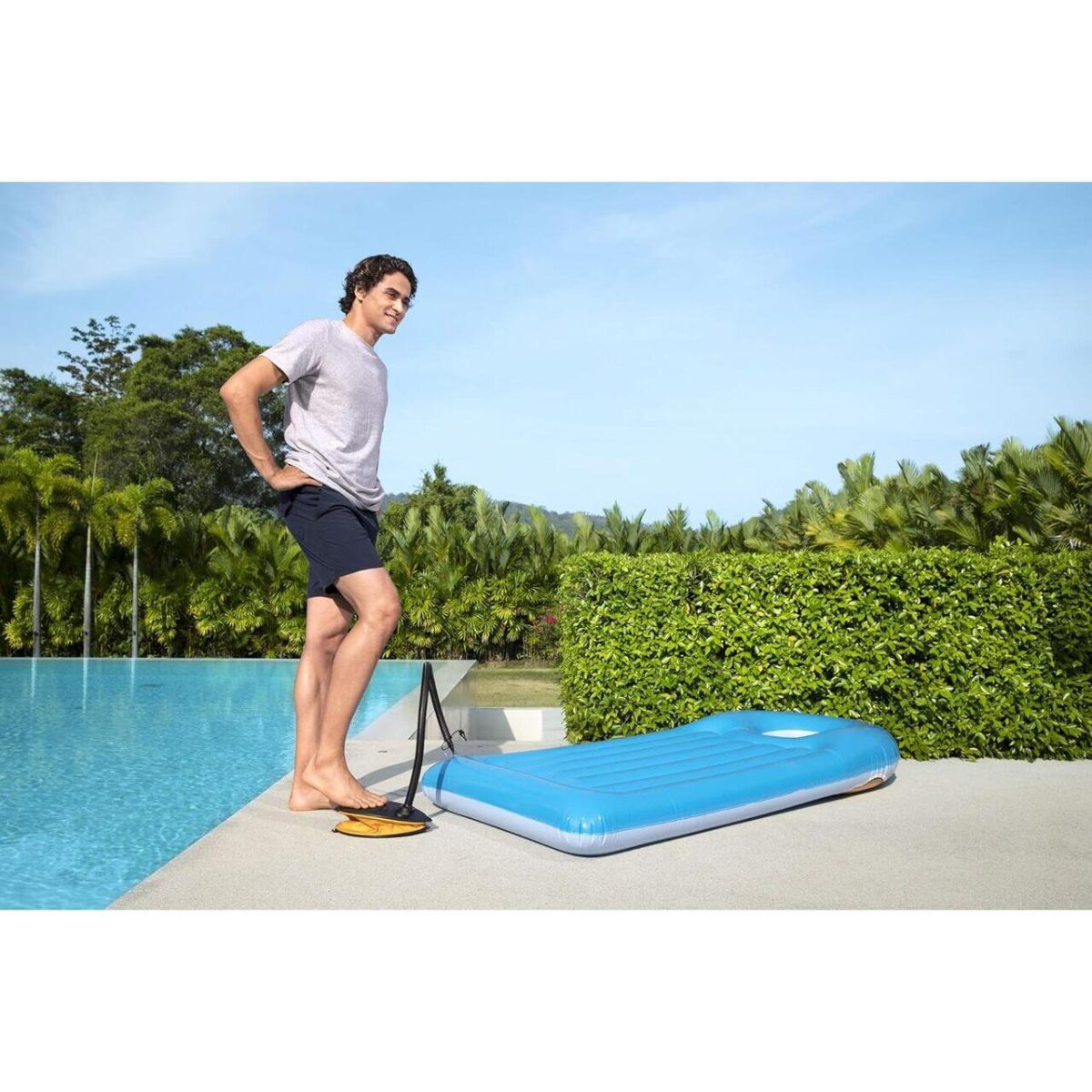 Pompa De Picior Pentru Piscina, Saltea Gonflabila, Cu 3 Adaptoare, 1.4 L, Bestway Air Step - Imagine 7