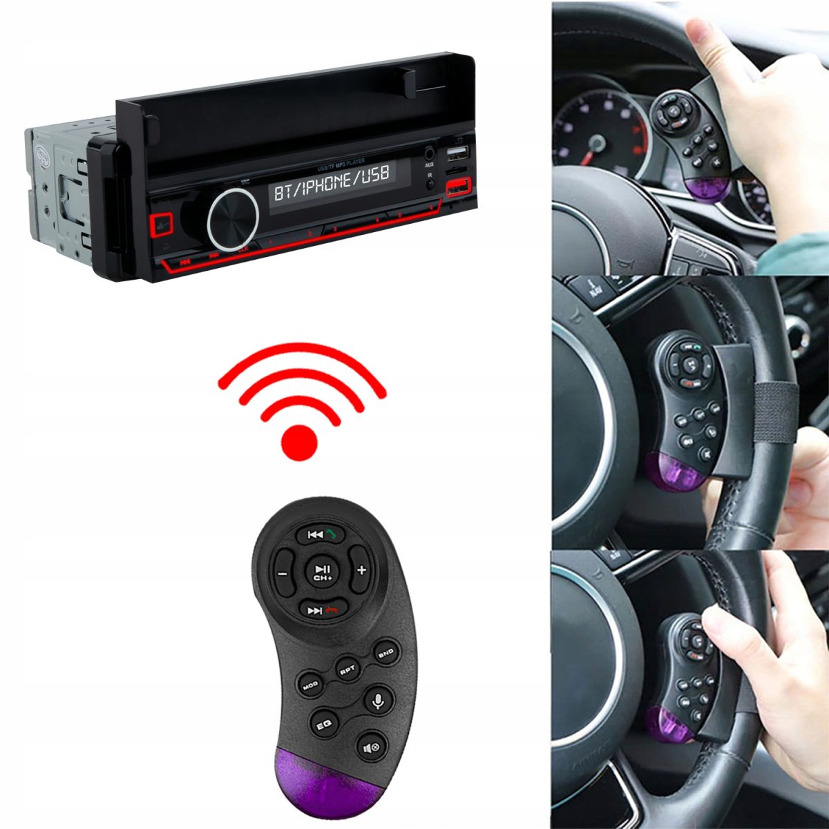 Player Auto Rgb, 4 X 50W, Model Xbass 7011X, Cu Suport Telefon, Telecomanda Pe Volan, Bluetooth, Radio, Mp3, Aux, Card