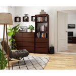 Biblioteca, placa laminata, 3 sertare, 3 rafturi, wenge, 60x35x180 cm
