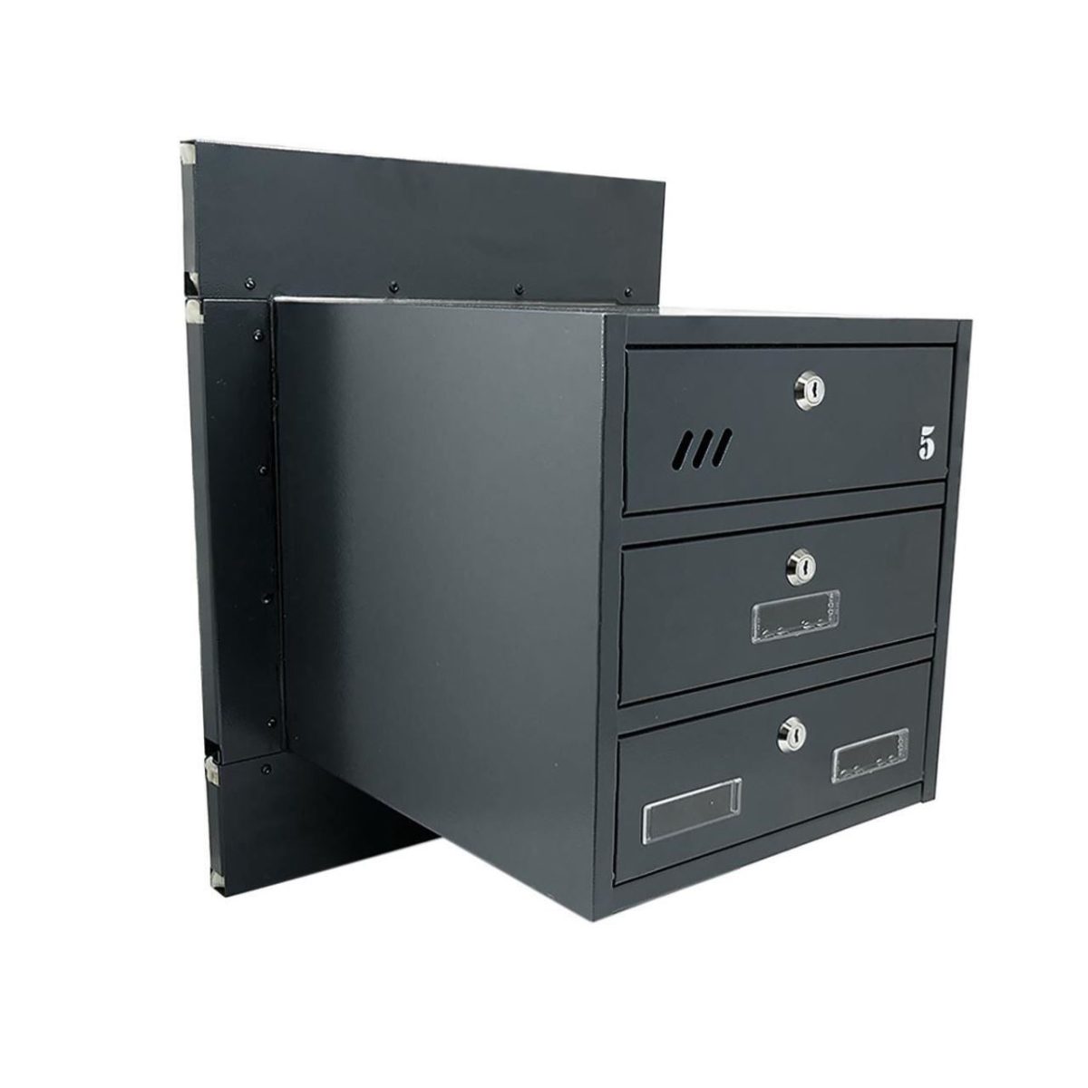 Cutie Postala, Multifamilie, Cu Cadru/Rama, Antracit, 3 Module, 40X36X52 Cm, Damech