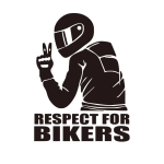 Sticker autoadeziv pentru vehicule Off Road, model "Respect For Bikers", dimensiune 17 x 12 cm, culoare Neagra - imagine 2