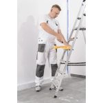 Pantaloni de lucru cu pieptar, salopeta, alb, model White Line, marimea S/48, Dedra