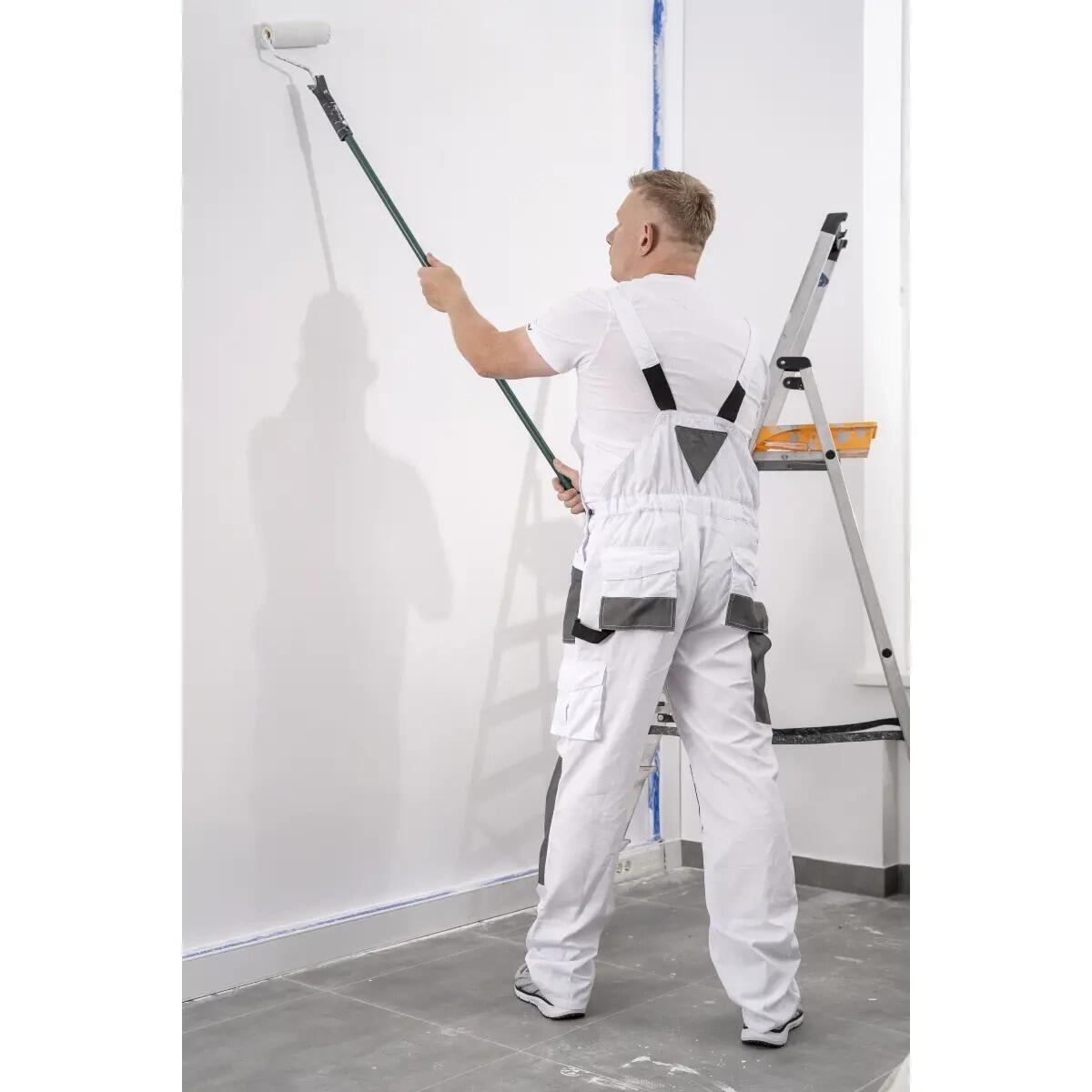 Salopeta-alba_square Pantaloni de lucru cu pieptar, salopeta, alb, model White Line, marimea S/48, Dedra