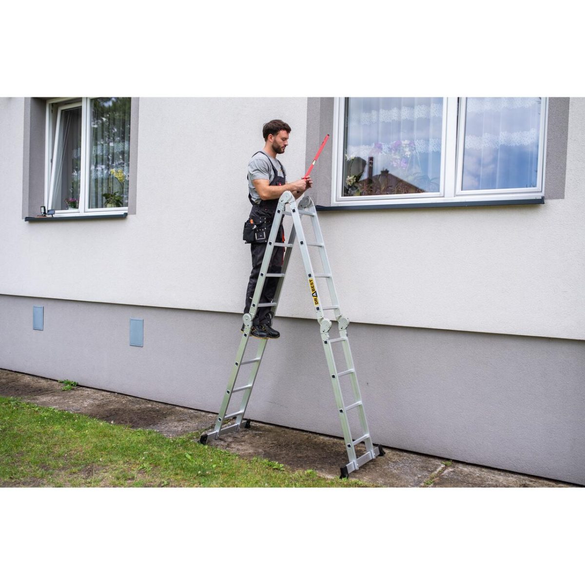 Scara Aluminiu, Multifunctionala, Rabatabila, 4 Tronsoane, 4 Trepte, Max 125 Kg, 1.18-4.46 M - Imagine 13