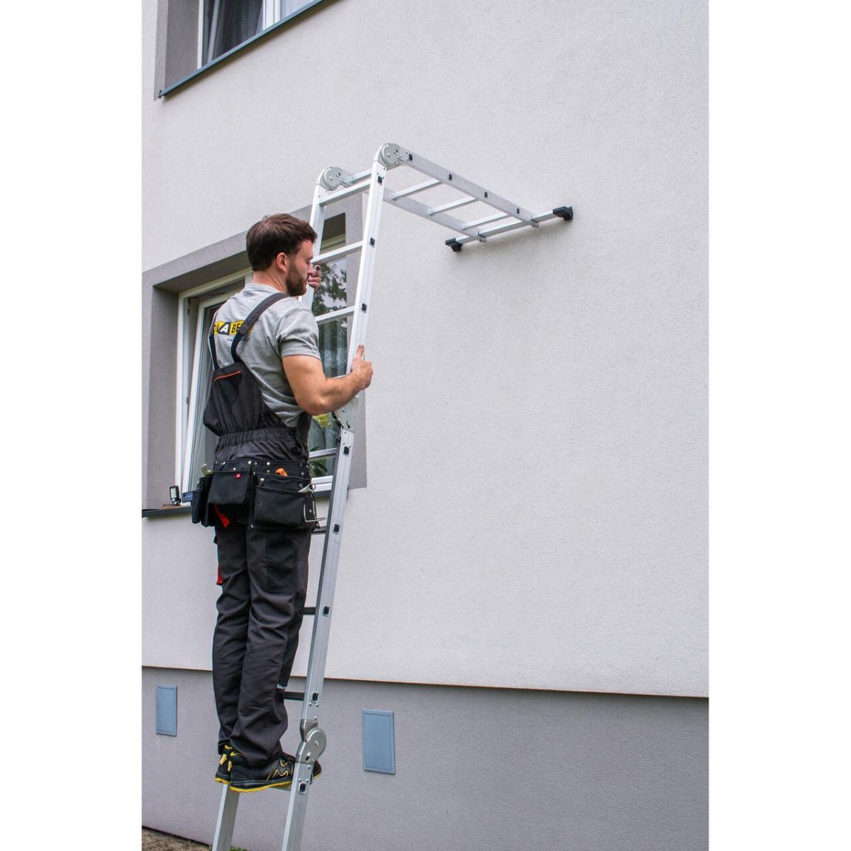 Scara Aluminiu, Multifunctionala, Rabatabila, 4 Tronsoane, 4 Trepte, Max 125 Kg, 1.18-4.46 M - Imagine 11