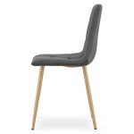Scaun bucatarie/living, Artool, Kara, catifea, metal, gri si natur, 44.5x50.5x87 cm - imagine 3