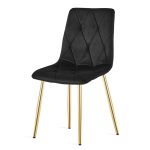 Scaun bucatarie/living, Artool, Libra, catifea, metal, negru si auriu, 45x54x86.5 cm - imagine 4