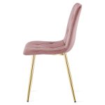 Scaun bucatarie/living, Artool, Libra, catifea, metal, roz si auriu, 45x54x86.5 cm