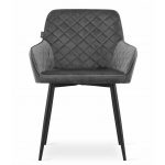 Set 2 scaune bucatarie/living, Artool, Nola, catifea, metal, gri si negru, 58x57x79 cm
