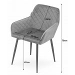 Set 2 scaune bucatarie/living, Artool, Nola, catifea, metal, negru, 58x57x79 cm