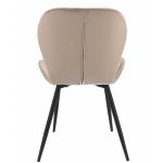 Set 4 scaune bucatarie/living,  Jumi, Veira, catifea, metal, bej, 52x56x85 cm