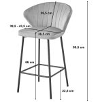 Scaun de bucatarie/bar, Artool, Gatta, catifea, metal, roz si negru, 55x49x90.5 cm - imagine 7