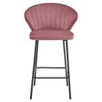 Scaun de bucatarie/bar, Artool, Gatta, catifea, metal, roz si negru, 55x49x90.5 cm - imagine 6