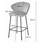 Scaun de bucatarie/bar, Artool, Gatta, catifea, otel, albastru si negru, 43.5x36.5x90.5 cm