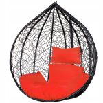 Balansoar suspendat, Springos, Diana, ratan sintetic, negru, perna rosie, max 150 kg