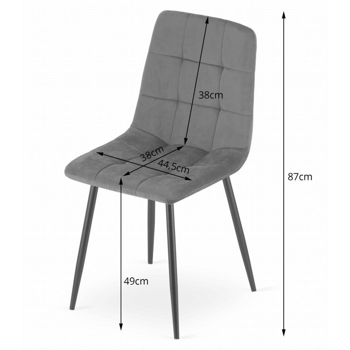 Scaun Bucatarie/Living, Artool, Kara, Catifea, Metal, Verde Si Negru, 44.5X50.5X87 Cm