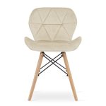 Set 4 scaune stil scandinav, Artool, Lago, catifea, lemn, bej, 47x52x74 cm - imagine 4