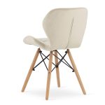Set 4 scaune stil scandinav, Artool, Lago, catifea, lemn, bej, 47x52x74 cm - imagine 5