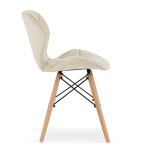 Set 4 scaune stil scandinav, Artool, Lago, catifea, lemn, bej, 47x52x74 cm - imagine 6