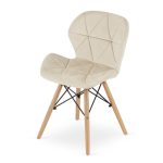 Set 4 scaune stil scandinav, Artool, Lago, catifea, lemn, bej, 47x52x74 cm - imagine 7