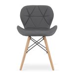 Scaun stil scandinav, Artool, Lago, piele ecologica, lemn, gri, 47x52x73 cm - imagine 3