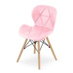 Set 4 scaune stil scandinav, Artool, Lago, piele ecologica, lemn, roz, 47x52x73 cm