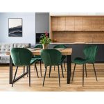 Scaun bucatarie/living, Jumi, Veira, catifea, metal, verde, 52x57x85 cm - imagine 6