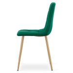 Scaun bucatarie/living, Artool, Kara, catifea, metal, verde, 44.5×50.5×87 cm