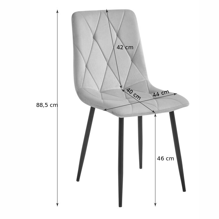 Scaun Bucatarie/Living, Artool, Libra, Catifea, Metal, Gri Si Negru, 44X40X88.5 Cm