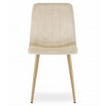 Set 4 scaune bucatarie/living, Lava, catifea, metal, bej deschis si natur, 45x55x86 cm - imagine 8